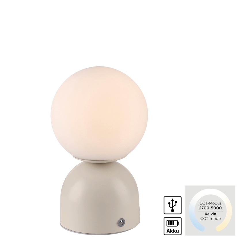 Schöner Wohnen 19218-39 - LED prigušiva dodirna punjiva stona lampa RUDI LED/1,2W/5V 3000-6000K 1200 mAh siva