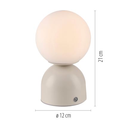 Schöner Wohnen 19218-39 - LED prigušiva dodirna punjiva stona lampa RUDI LED/1,2W/5V 3000-6000K 1200 mAh siva