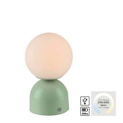 Schöner Wohnen 19218-43 - LED prigušiva dodirna punjiva stona lampa RUDI LED/1,2W/5V 3000-6000K 1200 mAh zelena