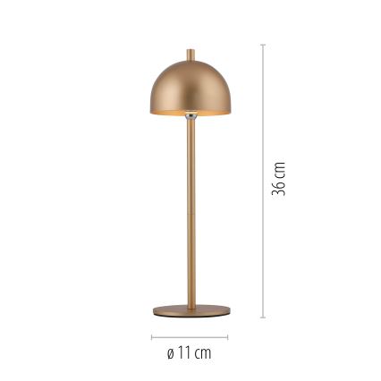 Schöner Wohnen 19244-12 - LED prigušiva dodirna punjiva spoljašnja stona lampa BELLIS LED/2,5W/5V 2600 mAh IP54 zlatna
