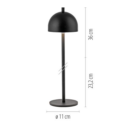 Schöner Wohnen 19244-18 - BELLIS LED prigušiva dodirna punjiva spoljašnja stona lampa LED/2,5W/5V 2600 mAh IP54 crna