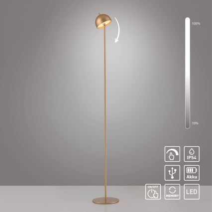 Schöner Wohnen 19245-12 - LED prigušiva dodirna punjiva spoljna podna lampa BELLIS LED/2,5W/5V 2600 mAh IP54 zlatna