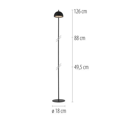 Schöner Wohnen 19245-18 - LED prigušiva dodirna punjiva spoljna stojeća lampa BELLIS LED/2,5W/5V 2600 mAh IP54 crna