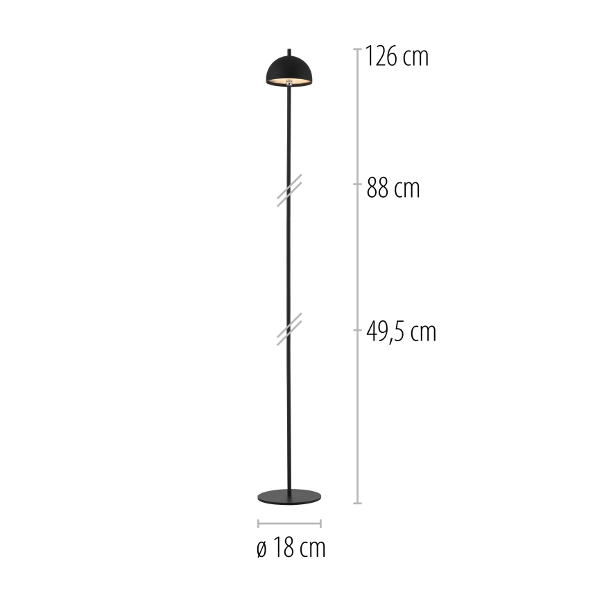 Schöner Wohnen 19245-18 - LED prigušiva dodirna punjiva spoljna stojeća lampa BELLIS LED/2,5W/5V 2600 mAh IP54 crna