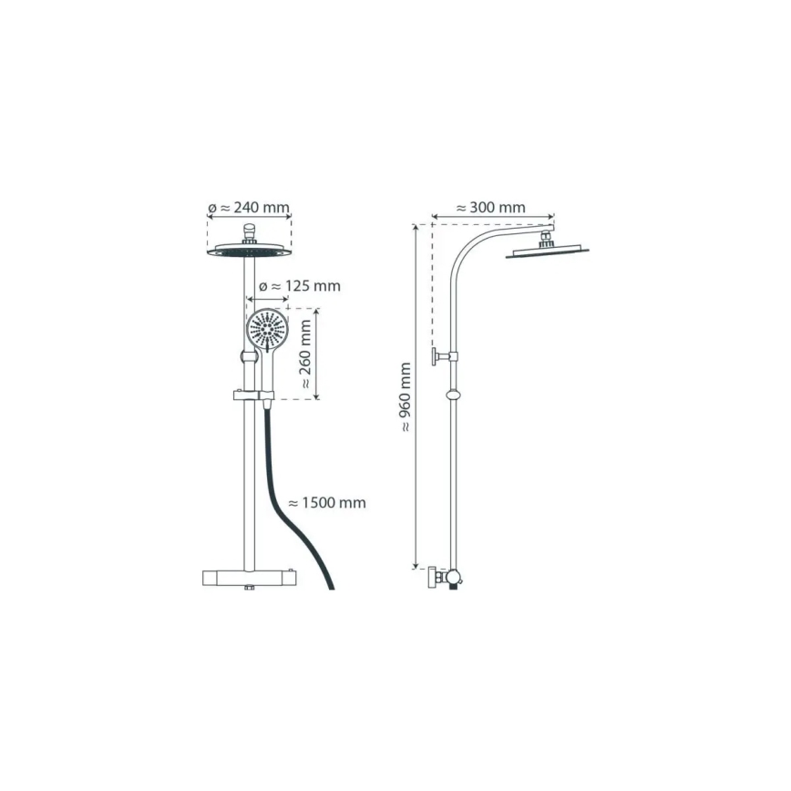 Schütte 60076 - Tuš set sa termostatskom baterijom MADURA FRESH crna