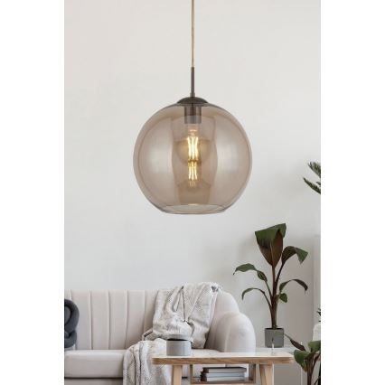Searchlight - Luster na sajli BALL 1xE27/60W/230V braon