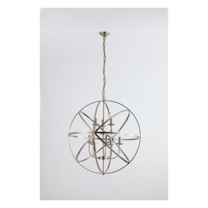 Searchlight - Luster na lancu ORBIT 8xE14/60W/230V mesing