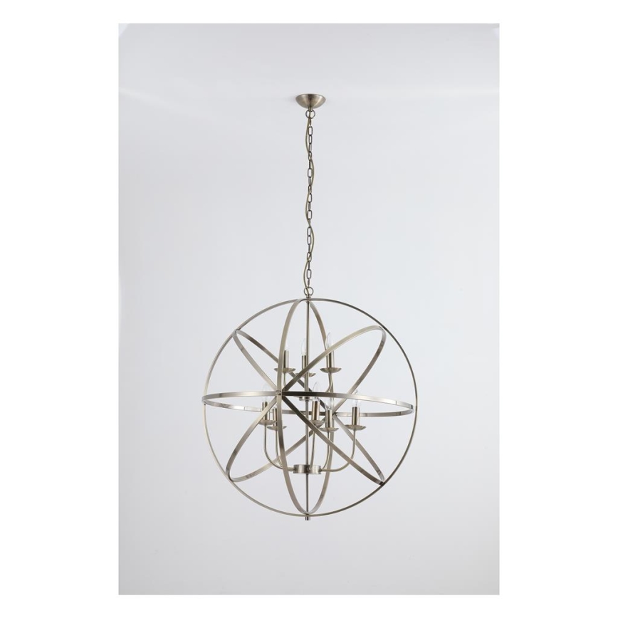 Searchlight - Luster na lancu ORBIT 8xE14/60W/230V mesing