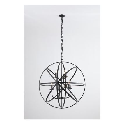 Searchlight - Luster na lancu ORBIT 8xE14/60W/230V crna