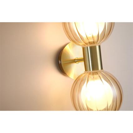 Searchlight - Zidna svetiljka LUMINSPHERE 2xG9/7W/230V mesing