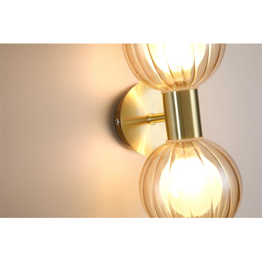 Searchlight - Zidna svetiljka LUMINSPHERE 2xG9/7W/230V mesing