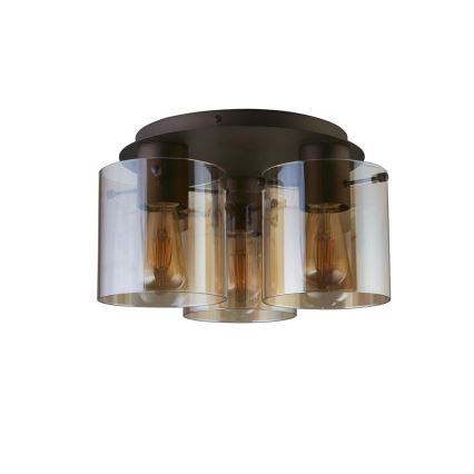 Searchlight - Plafonsko svetlo SWEDEN 3xE27/60W/230V prečnik 39 cm braon/zadimljeno