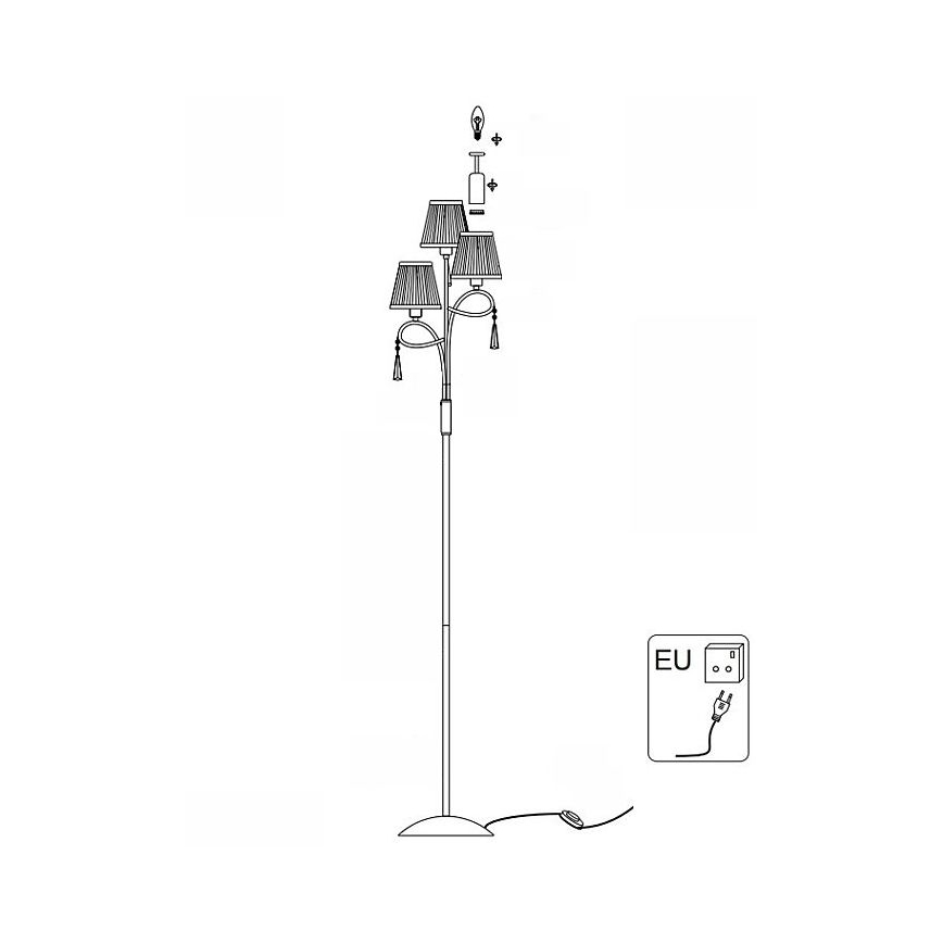 Searchlight - Podna lampa SIMPLICITY 3xE14/60W/230V sjajni hrom