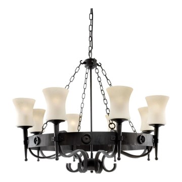 Searchlight - Luster na lancu CARTWHEEL 8xE27/60W/230V crna