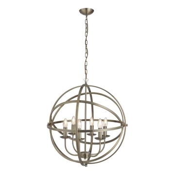 Searchlight - Luster na lancu ORBIT 6xE14/60W/230V mesing