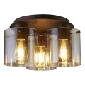 Searchlight - Plafonsko svetlo SWEDEN 3xE27/60W/230V prečnik 39 cm braon/zadimljeno