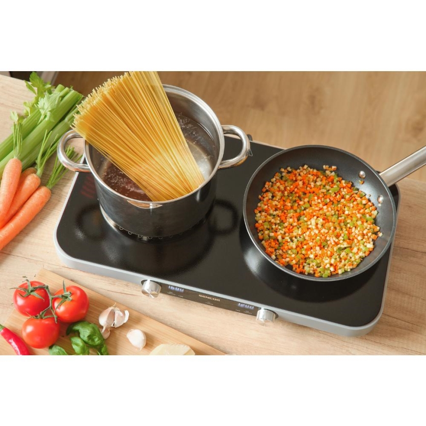 Sencor - Dupla staklokeramička ploča za kuvanje sa LCD displejem 3500W/230V