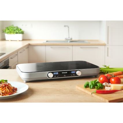 Sencor - Dupla staklokeramička ploča za kuvanje sa LCD displejem 3500W/230V