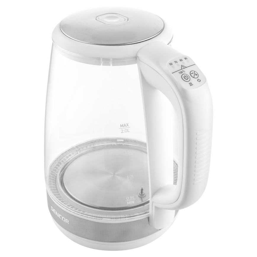 Sencor - Brzo kuvalo za vodu sa termoregulacijom i LED osvetljenjem, 2 l, 2200 W / 230 V, belo
