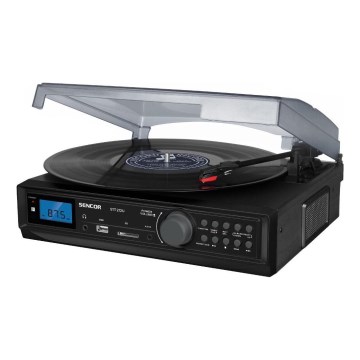 Sencor - Gramofon sa USB/SD/FM 8W/230V + daljinski upravljač