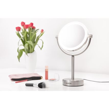 Sencor - Kozmetičko ogledalo sa LED osvetljenjem LED/5W/230V, nerđajući čelik