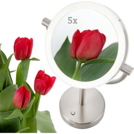 Sencor - Kozmetičko ogledalo sa LED osvetljenjem LED/5W/230V, nerđajući čelik