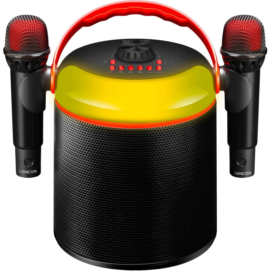 Sencor - LED zvučnik sa bežičnim mikrofonima 4000 mAh + 2x 1200 mAh