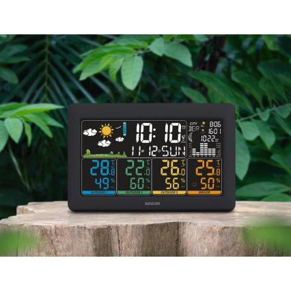 Sencor - Meteostanica sa LCD displejem u boji + 3 senzora 3xAA + 6xAA crna