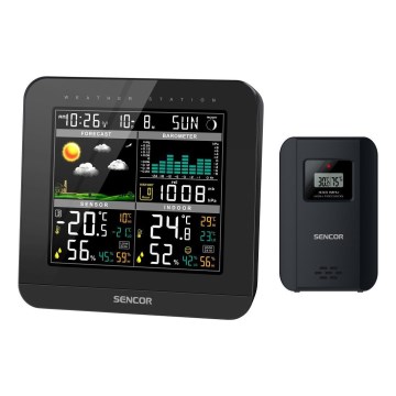 Sencor - Meteostanica sa LCD displejem u boji i budilnikom 3xAAA + 2x AA crna