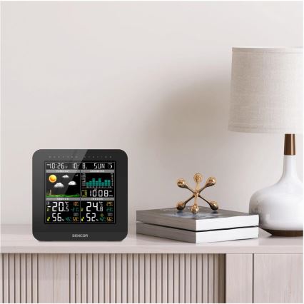 Sencor - Meteostanica sa LCD displejem u boji i budilnikom 3xAAA + 2x AA crna