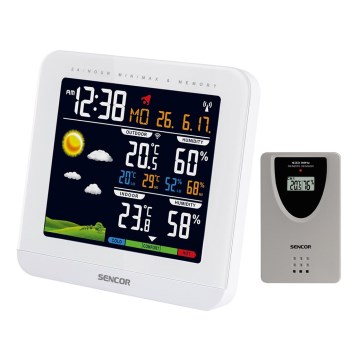 Sencor - Meteostanica sa LCD displejem u boji i budilnikom, napajanje: 3xAAA + 2xAAA, bela