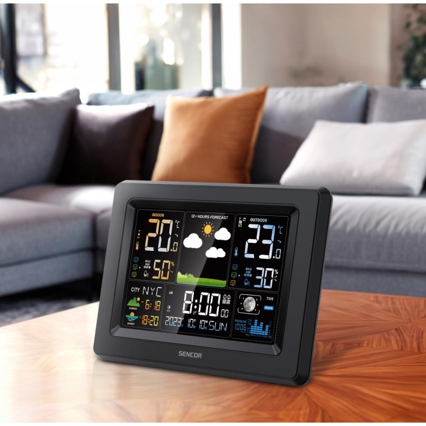 Sencor - Meteostanica sa LCD displejom u boji 3xAA + 2xAA crna