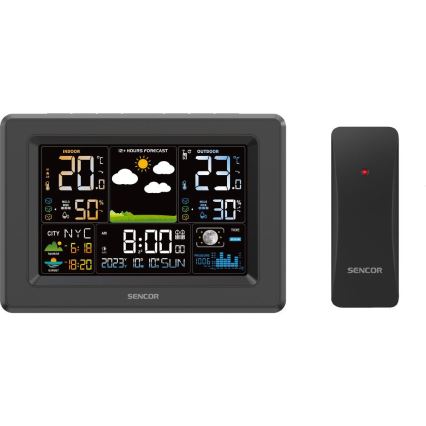 Sencor - Meteostanica sa LCD displejom u boji 3xAA + 2xAA crna