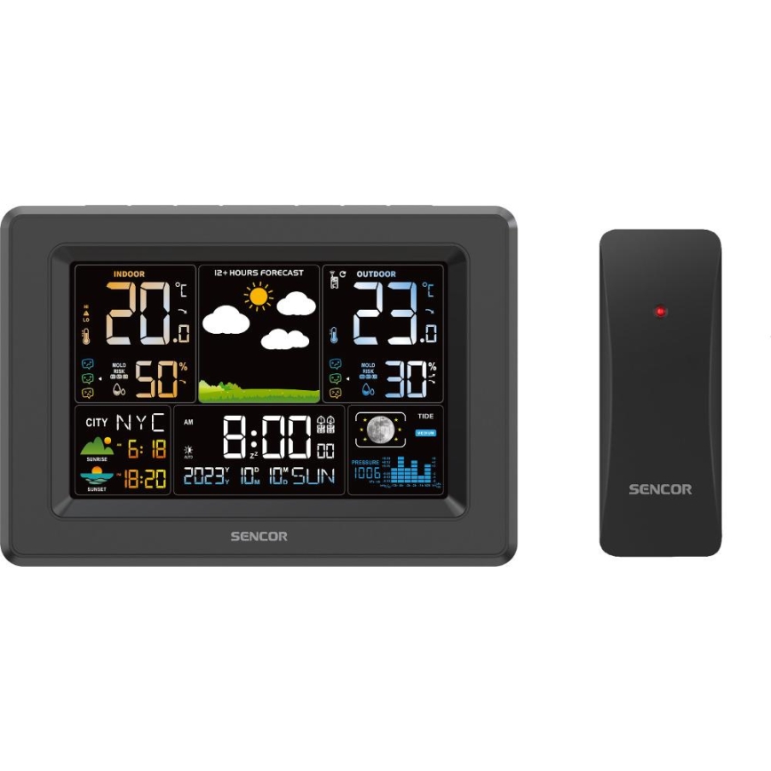 Sencor - Meteostanica sa LCD displejom u boji 3xAA + 2xAA crna