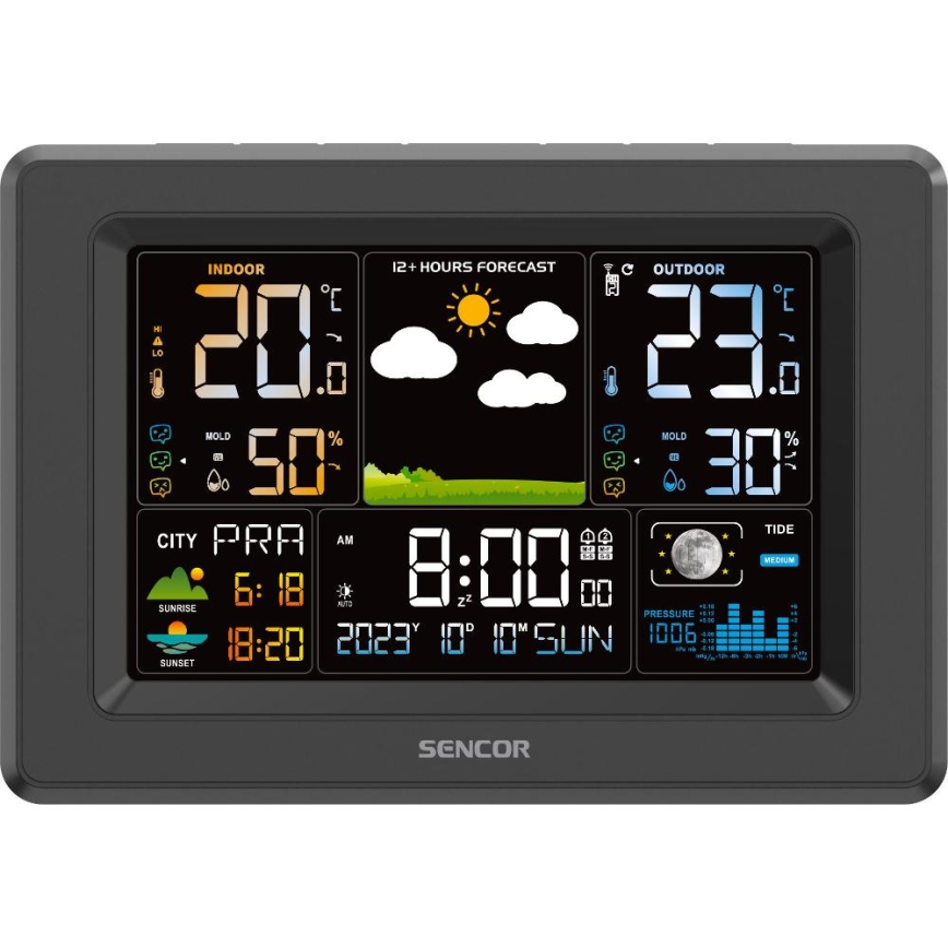 Sencor - Meteostanica sa LCD displejom u boji 3xAA + 2xAA crna