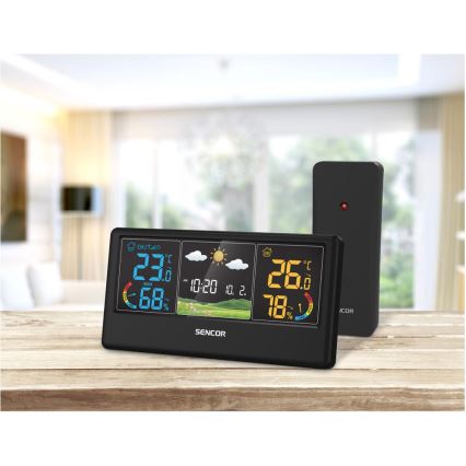 Sencor - Meteostanica sa LCD displejom u boji 3xAAA + 2xAA crna