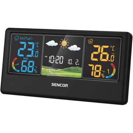 Sencor - Meteostanica sa LCD displejom u boji 3xAAA + 2xAA crna