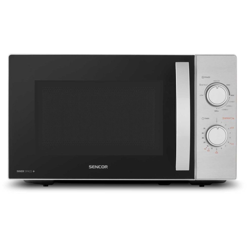 Sencor - mikrotalasna rerna sa funkcijom grila, 700 W / 1000 W, 230 V, 20 l, mat hrom