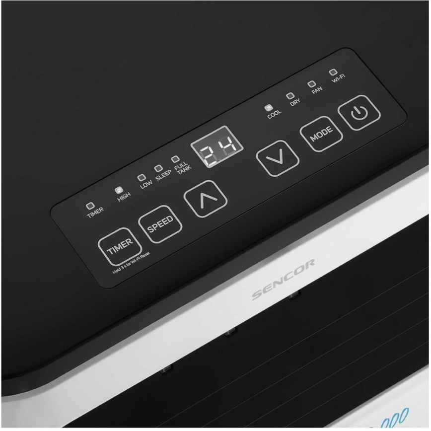 Sencor - Pametna prenosna klima 3 u 1 sa kompletnom opremom 1050W/230V 10000 BTU Wi-Fi + daljinski upravljač