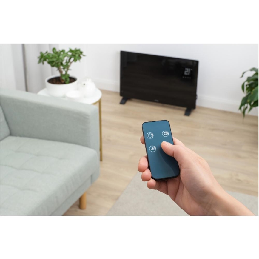 Sencor - Pametni električni direktni grejač/konvektor 2000 W/230 V IP24 Wi-Fi crna + daljinski upravljač