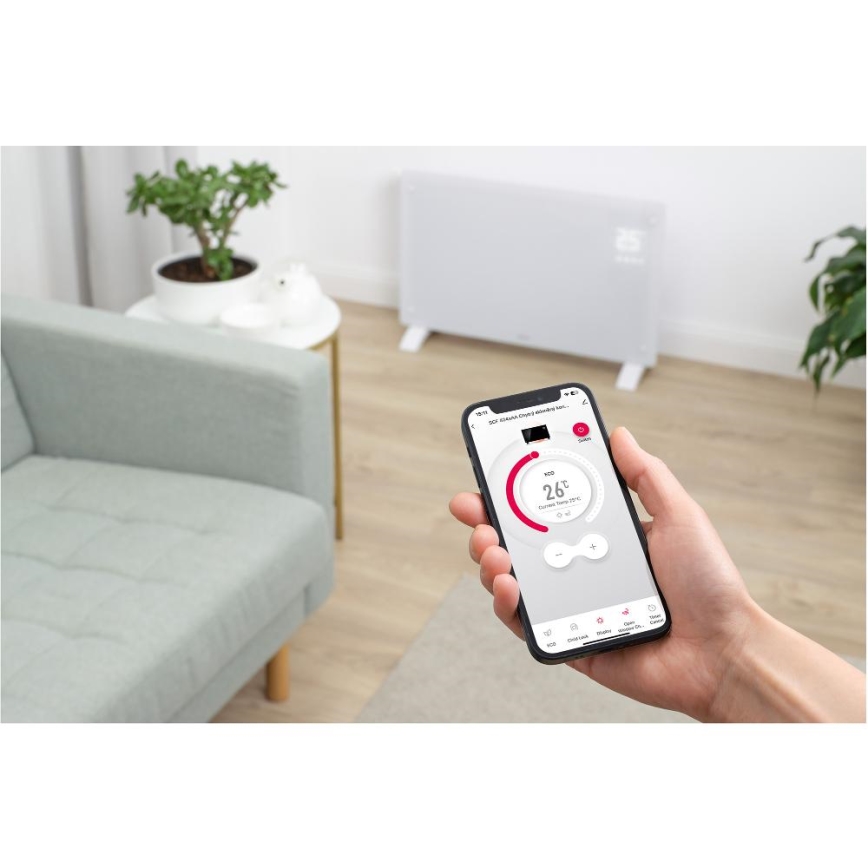 Sencor - Pametan električni grejač/konvektor 2000W/230V IP24 Wi-Fi bela + daljinski upravljač