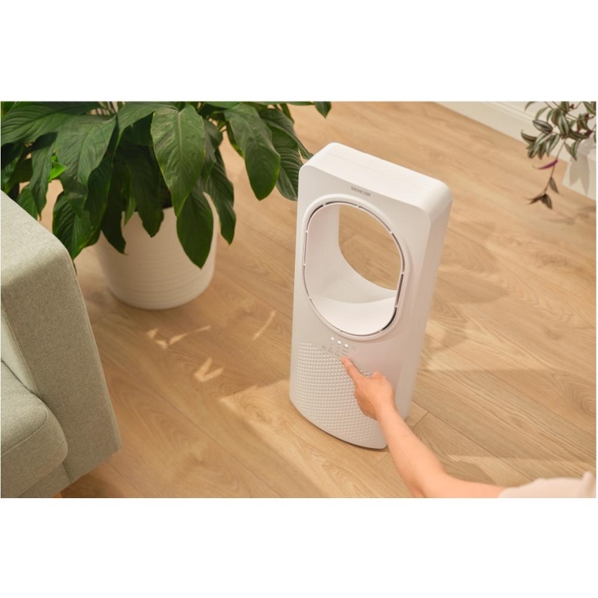 Sencor - Podni bezlopatni ventilator 50W/230V beli + daljinski upravljač