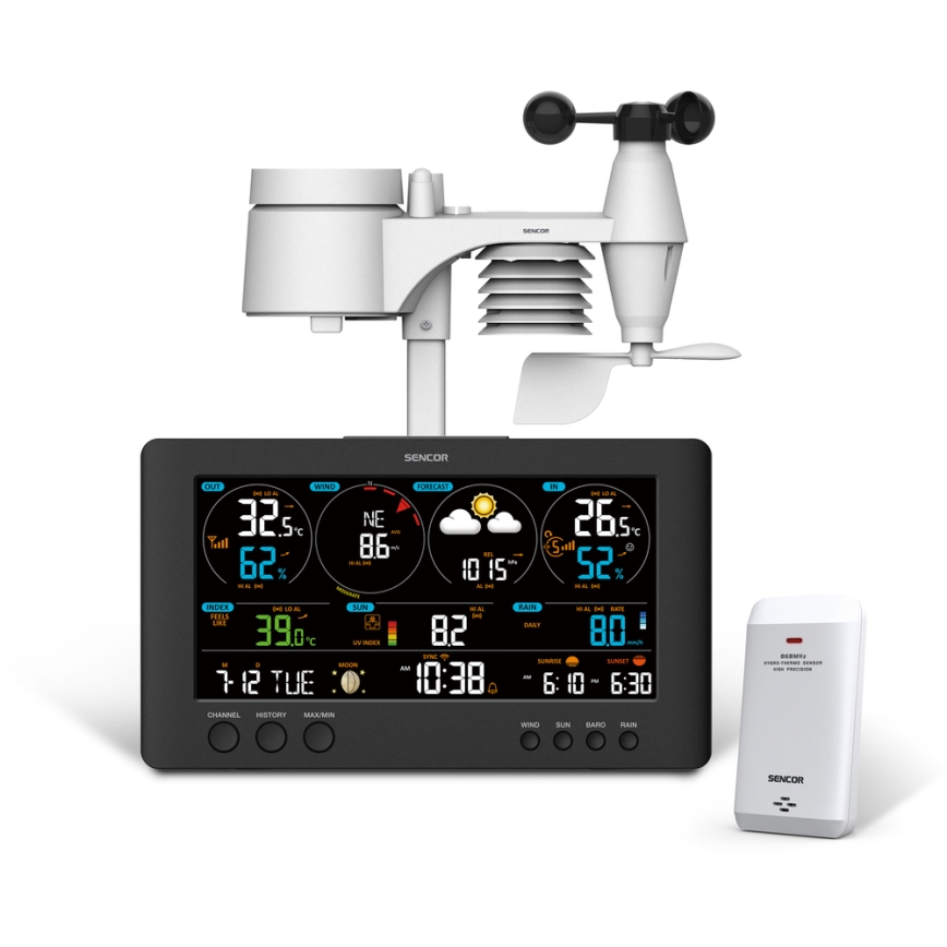 Sencor - Profesionalna meteostanica sa LCD displejem u boji 5V/1xCR2032 + 3xAA Wi-Fi