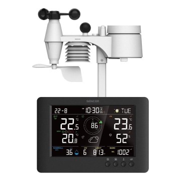 Sencor - Profesionalna meteorološka stanica sa LCD displejom u boji i budilnikom 5V/1xCR2032 + 3xAA