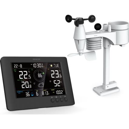 Sencor - Profesionalna meteorološka stanica sa LCD displejom u boji i budilnikom 5V/1xCR2032 + 3xAA
