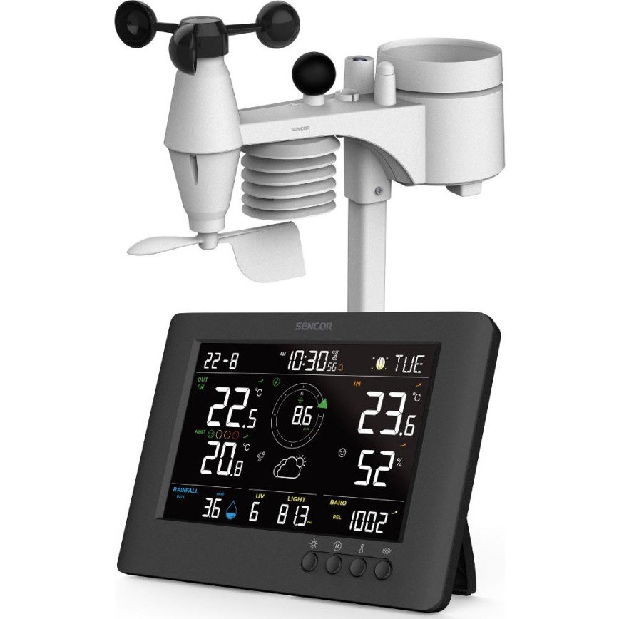 Sencor - Profesionalna meteorološka stanica sa LCD displejom u boji i budilnikom 5V/1xCR2032 + 3xAA