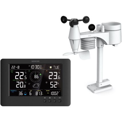Sencor - Profesionalna meteorološka stanica sa LCD displejom u boji i budilnikom 5V/1xCR2032 + 3xAA