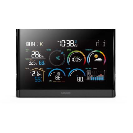 Sencor - Profesionalna vremenska stanica sa LCD ekranom u boji i budilnikom 5V/3xAAA + 3xAA