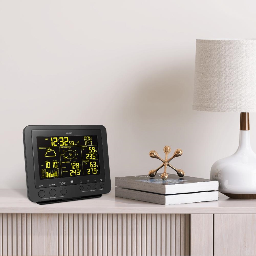 Sencor - Profesionalna meteostanica sa LCD displejem u boji 5V/1xCR2032 + 3xAA
