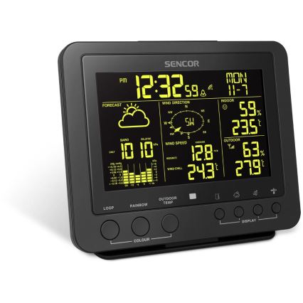 Sencor - Profesionalna meteostanica sa LCD displejem u boji 5V/1xCR2032 + 3xAA